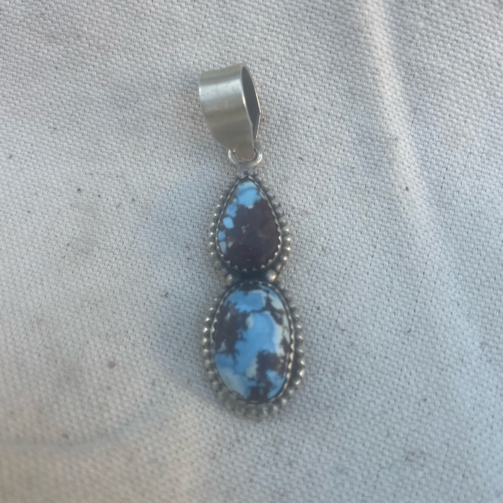Native American Style Golden Hills Turquoise and 925 Silver Pendant !